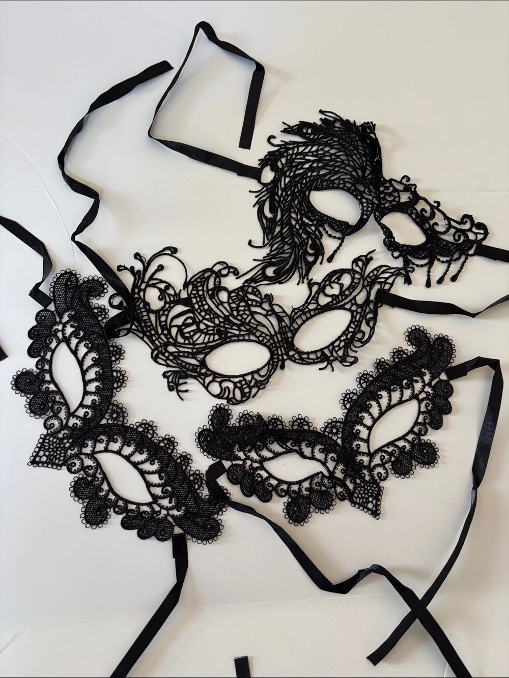 Bundle of 4 Black Lace Venetian Masquerade Eye Masks
